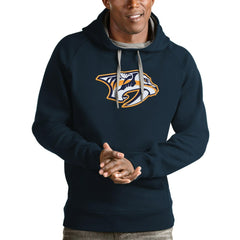 Nashville Predators Antigua Logo Victory Pullover Hoodie Navy