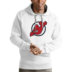 New Jersey Devils Antigua Logo Victory Pullover Hoodie White