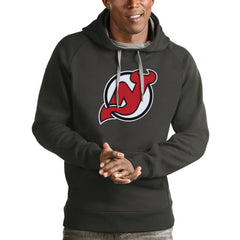 New Jersey Devils Antigua Logo Victory Pullover Hoodie Charcoal