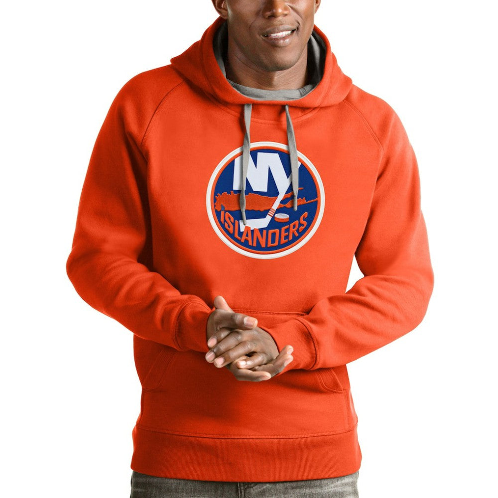 New York Islanders Antigua Logo Victory Pullover Hoodie Orange