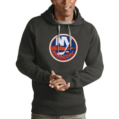 New York Islanders Antigua Logo Victory Pullover Hoodie Charcoal