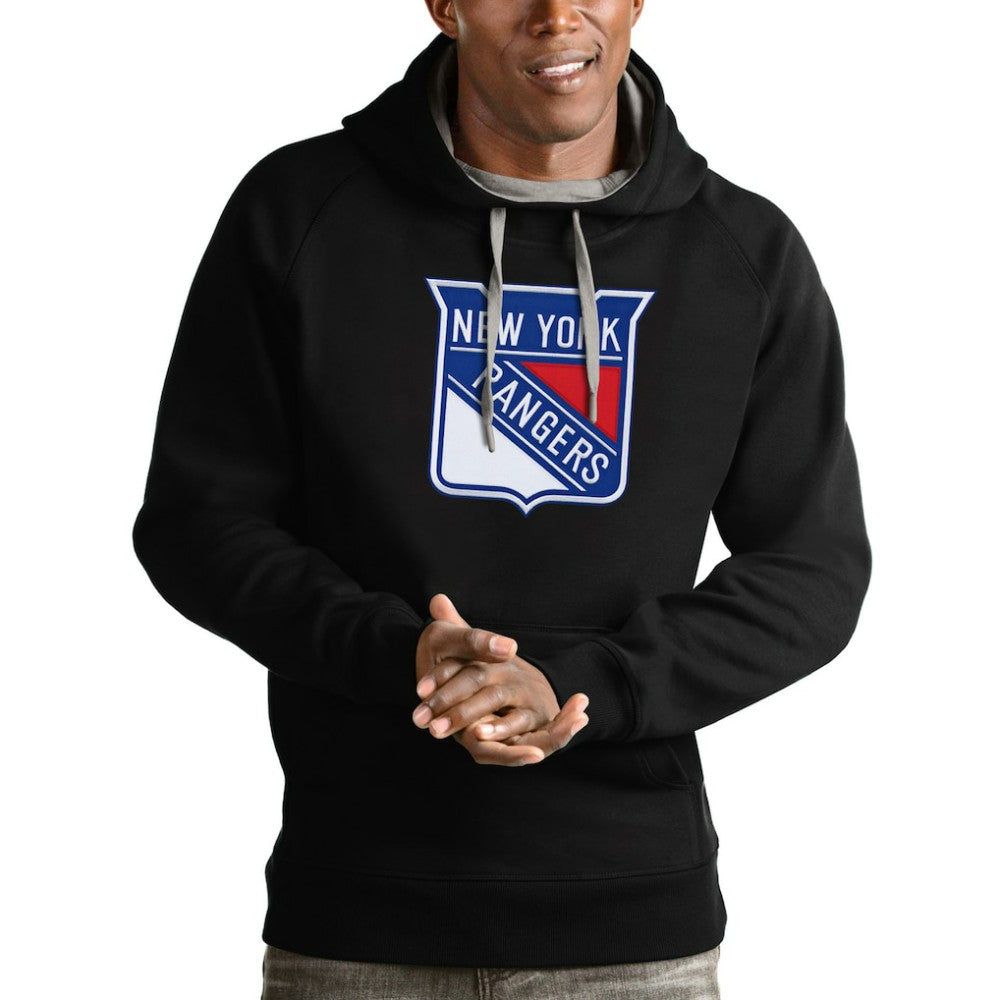 New York Rangers Antigua Logo Victory Pullover Hoodie Black
