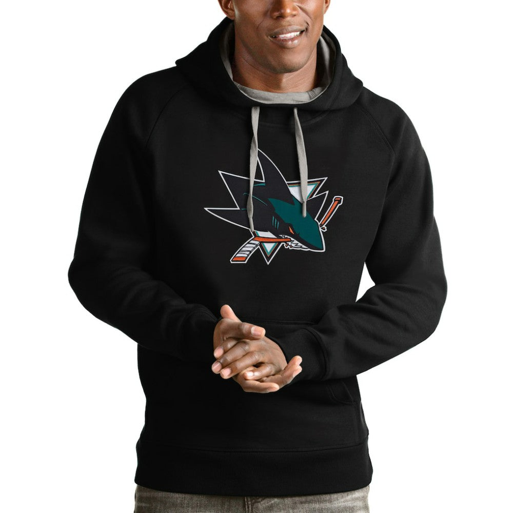 San Jose Sharks Antigua Logo Victory Pullover Hoodie Black