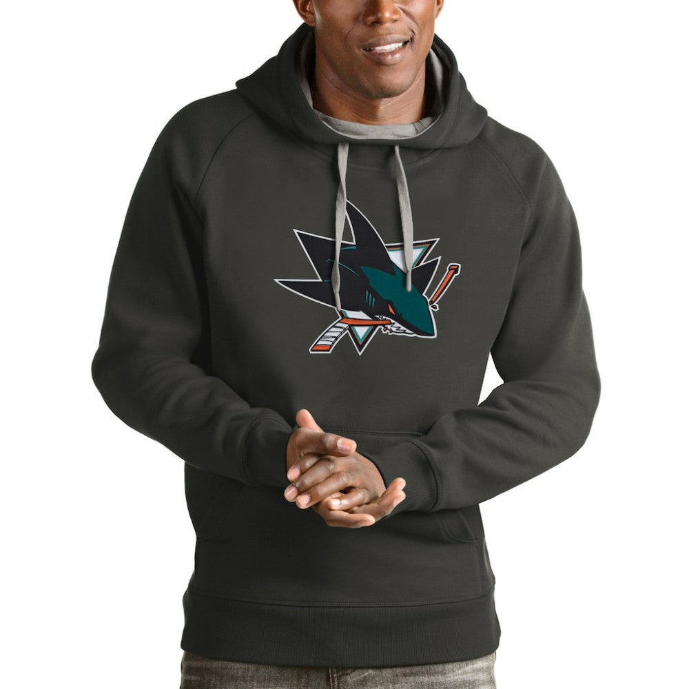 San Jose Sharks Antigua Logo Victory Pullover Hoodie Charcoal