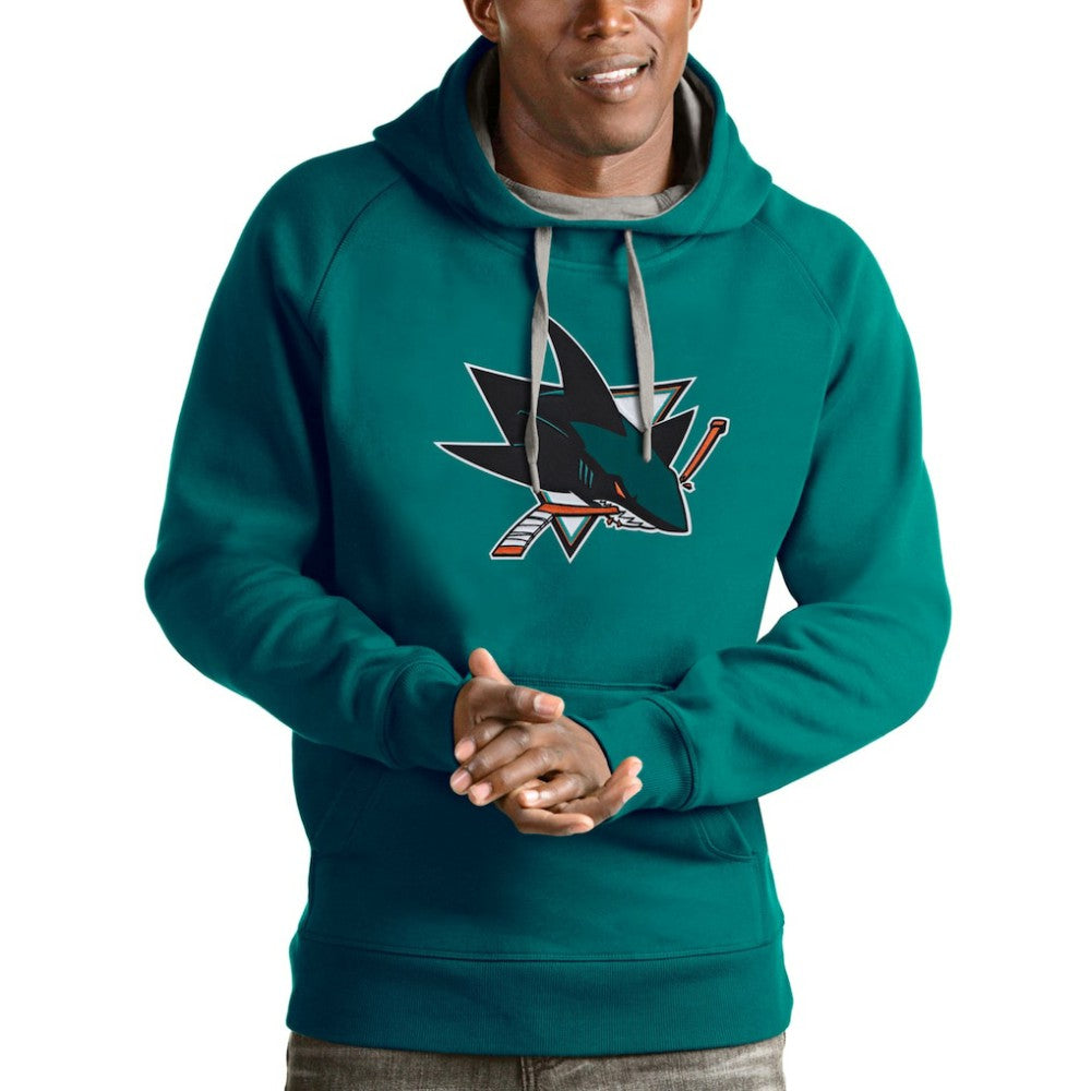 San Jose Sharks Antigua Logo Victory Pullover Hoodie Teal