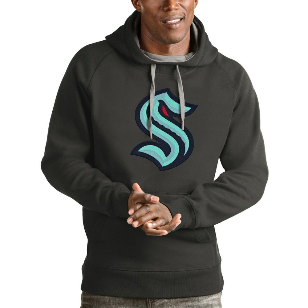 Seattle Kraken Antigua Logo Victory Pullover Hoodie Charcoal