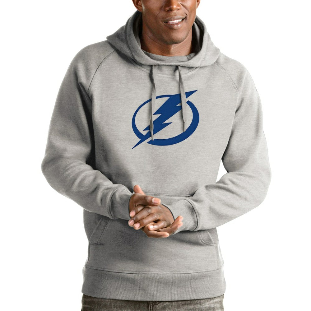 Tampa Bay Lightning Antigua Logo Victory Pullover Hoodie Heathered Gray