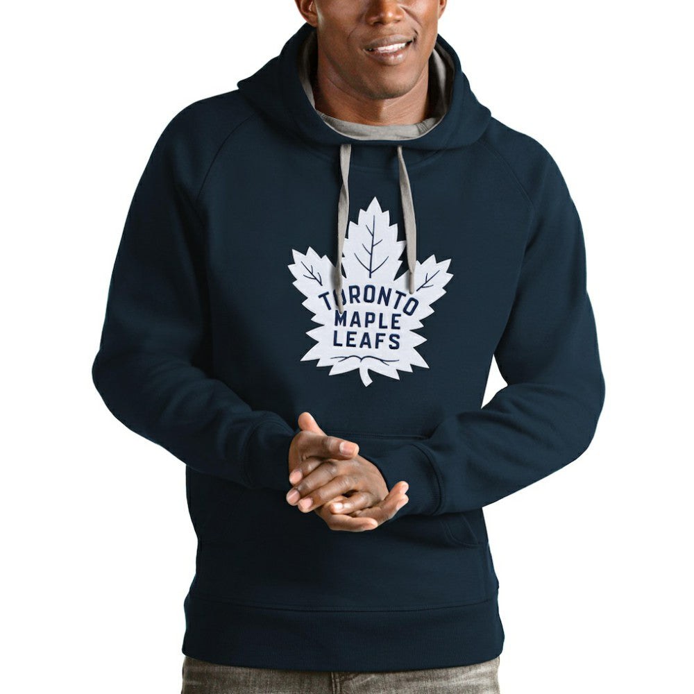 Toronto Maple Leafs Antigua Logo Victory Pullover Hoodie Navy