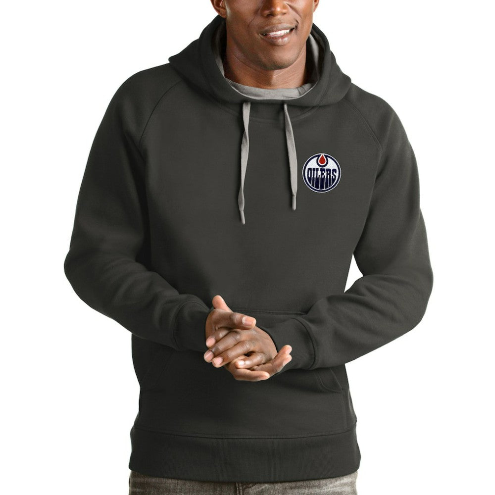 Edmonton Oilers Antigua Victory Pullover Hoodie Charcoal