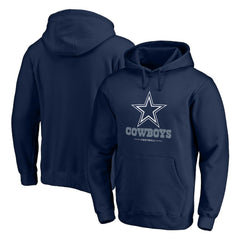Dallas Cowboys Logo Team Lockup Fitted Pullover Hoodie - Navy online