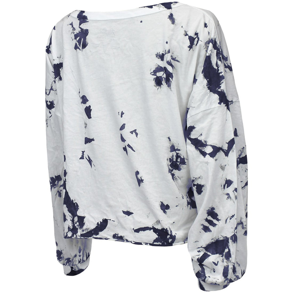 Tennessee Titans Majestic Threads Women's Off-Shoulder Tie-Dye V-Neck Long Sleeve T-Shirt - White/Navy discount