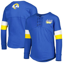 Los Angeles Rams New Era Girls Youth Lace-Up Long Sleeve T-Shirt - Royal cheap