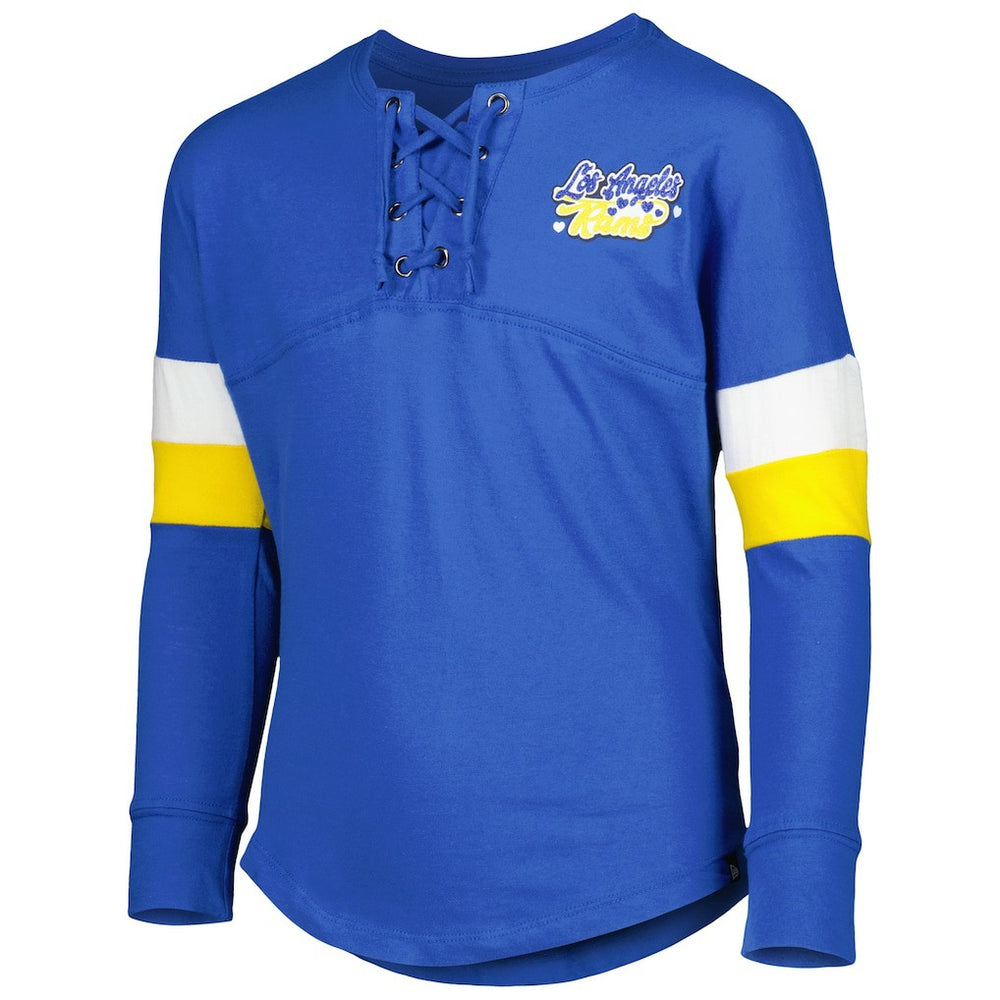 Los Angeles Rams New Era Girls Youth Lace-Up Long Sleeve T-Shirt - Royal cheap