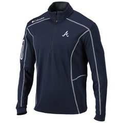 Atlanta Braves Shotgun Omni-Wick Quarter-Zip Pullover Jacket - Navy | Columbia