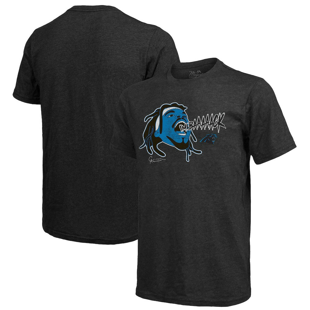 Cam Newton Carolina Panthers Majestic Threads Tri-Blend Player Graphic T-Shirt - Black for sale