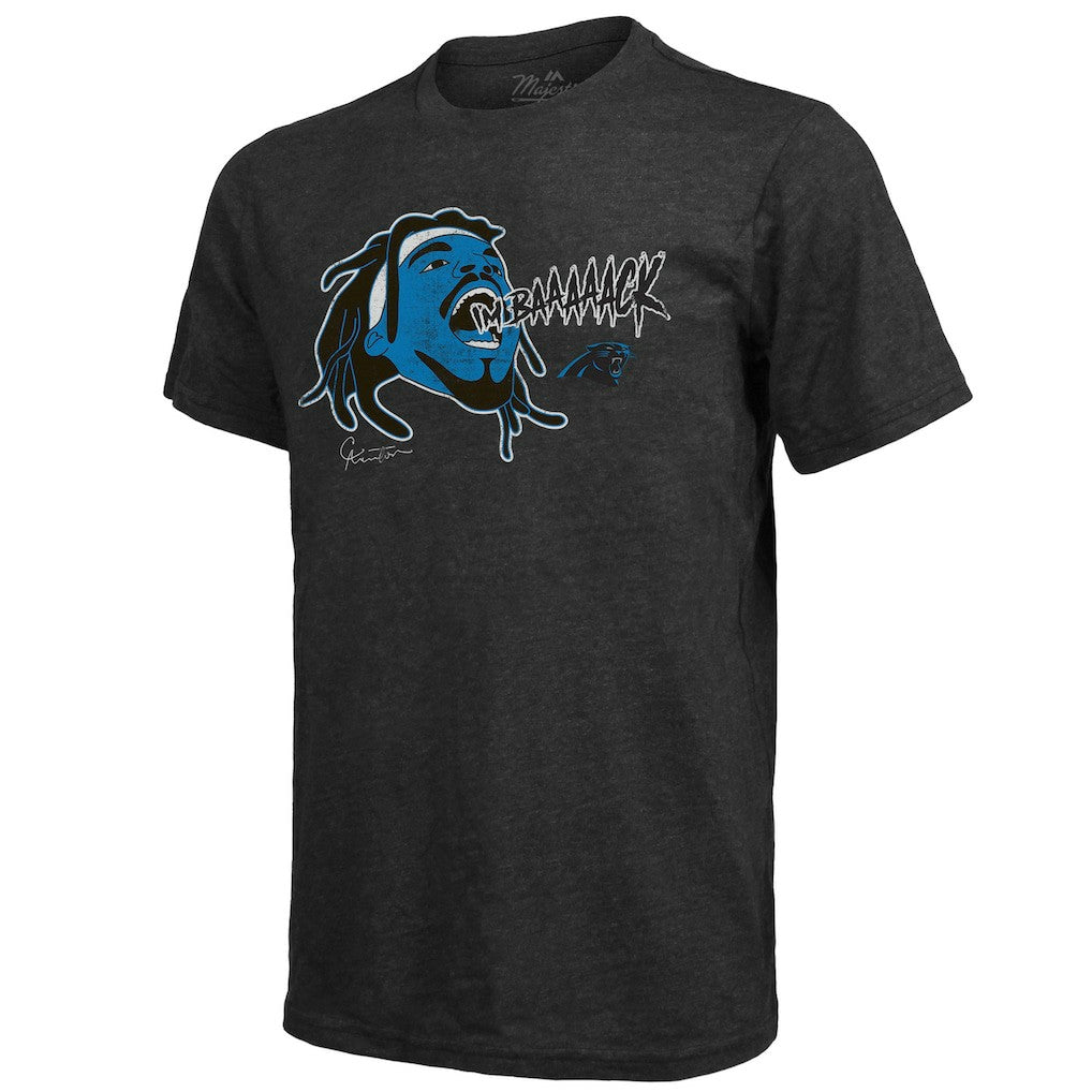 Cam Newton Carolina Panthers Majestic Threads Tri-Blend Player Graphic T-Shirt - Black for sale