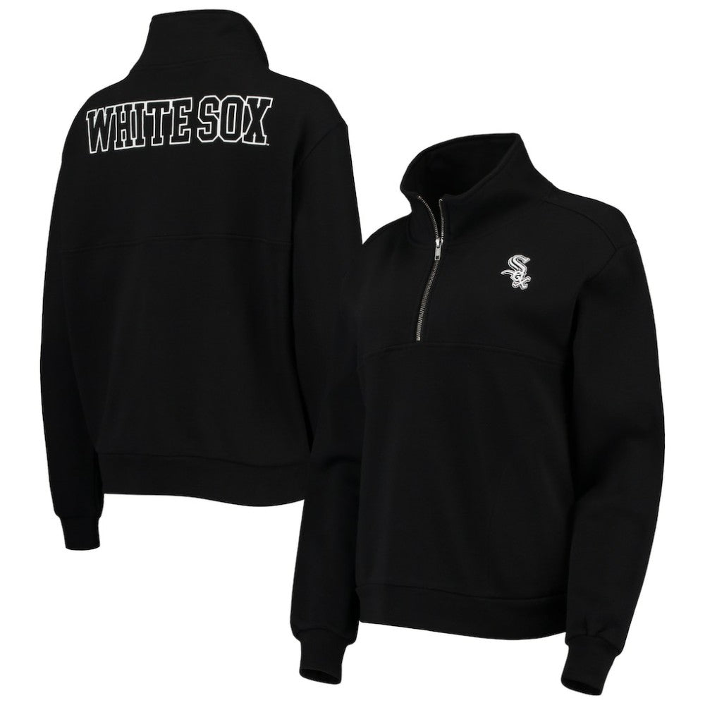Chicago White Sox The Wild Collective Women's Two-Hit Quarter-Zip Pullover Top - Black