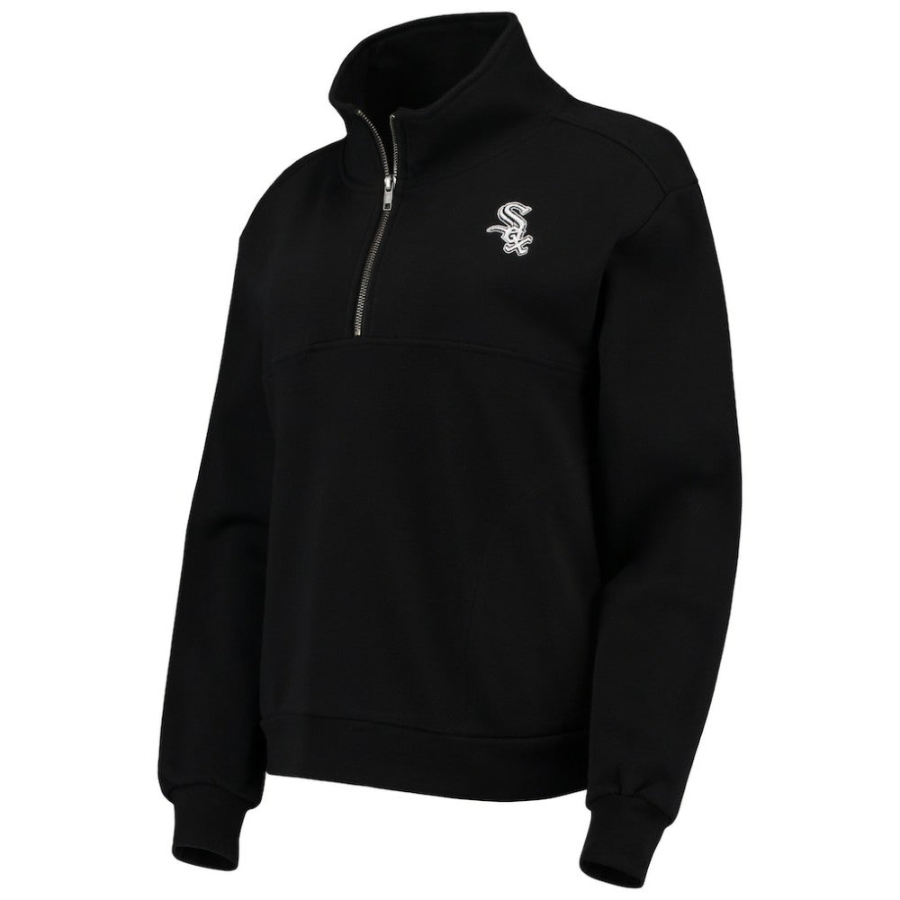 Chicago White Sox The Wild Collective Women's Two-Hit Quarter-Zip Pullover Top - Black