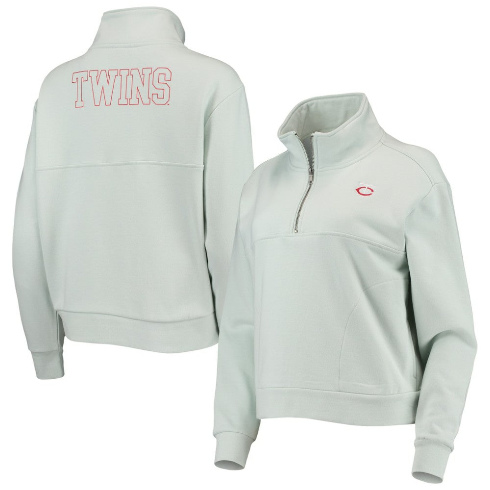 Minnesota Twins The Wild Collective Women's Two-Hit Quarter-Zip Pullover Top - Light Blue