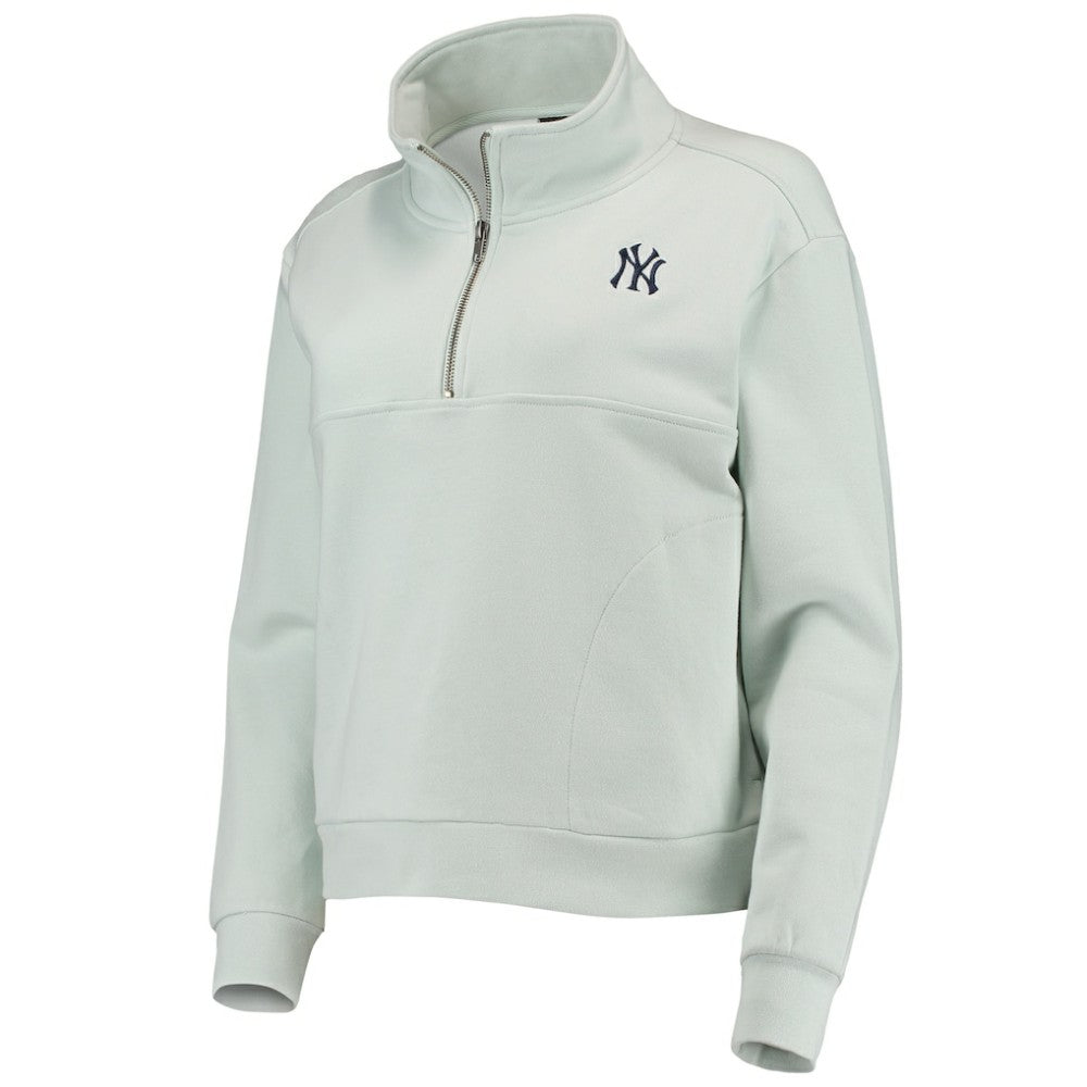 New York Yankees The Wild Collective Women's Two-Hit Quarter-Zip Pullover Top - Light Blue