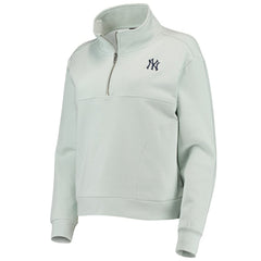 New York Yankees The Wild Collective Women's Two-Hit Quarter-Zip Pullover Top - Light Blue