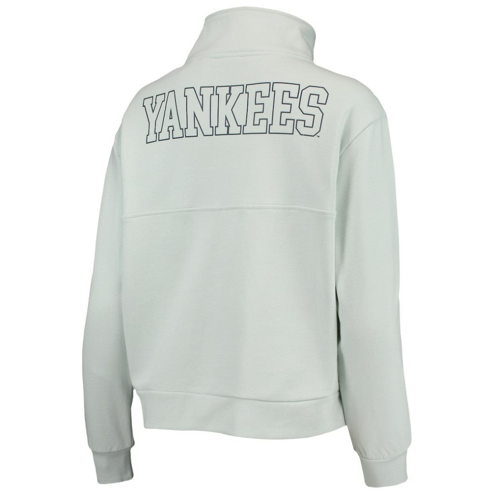 New York Yankees The Wild Collective Women's Two-Hit Quarter-Zip Pullover Top - Light Blue