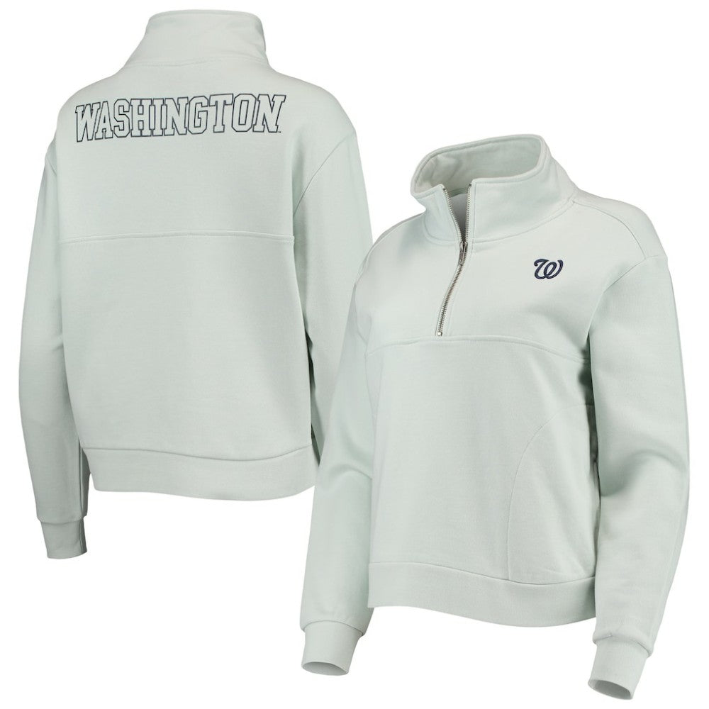 Washington Nationals The Wild Collective Women's Two-Hit Quarter-Zip Pullover Top - Light Blue