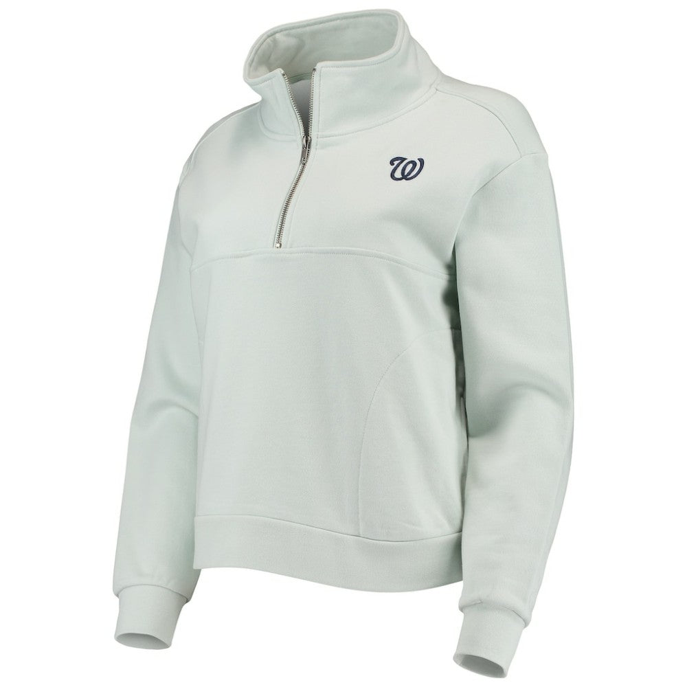 Washington Nationals The Wild Collective Women's Two-Hit Quarter-Zip Pullover Top - Light Blue