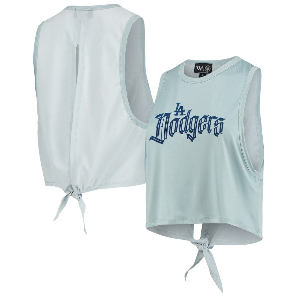 Los Angeles Dodgers The Wild Collective Women's Open Back Twist-Tie Tank Top - Light Blue