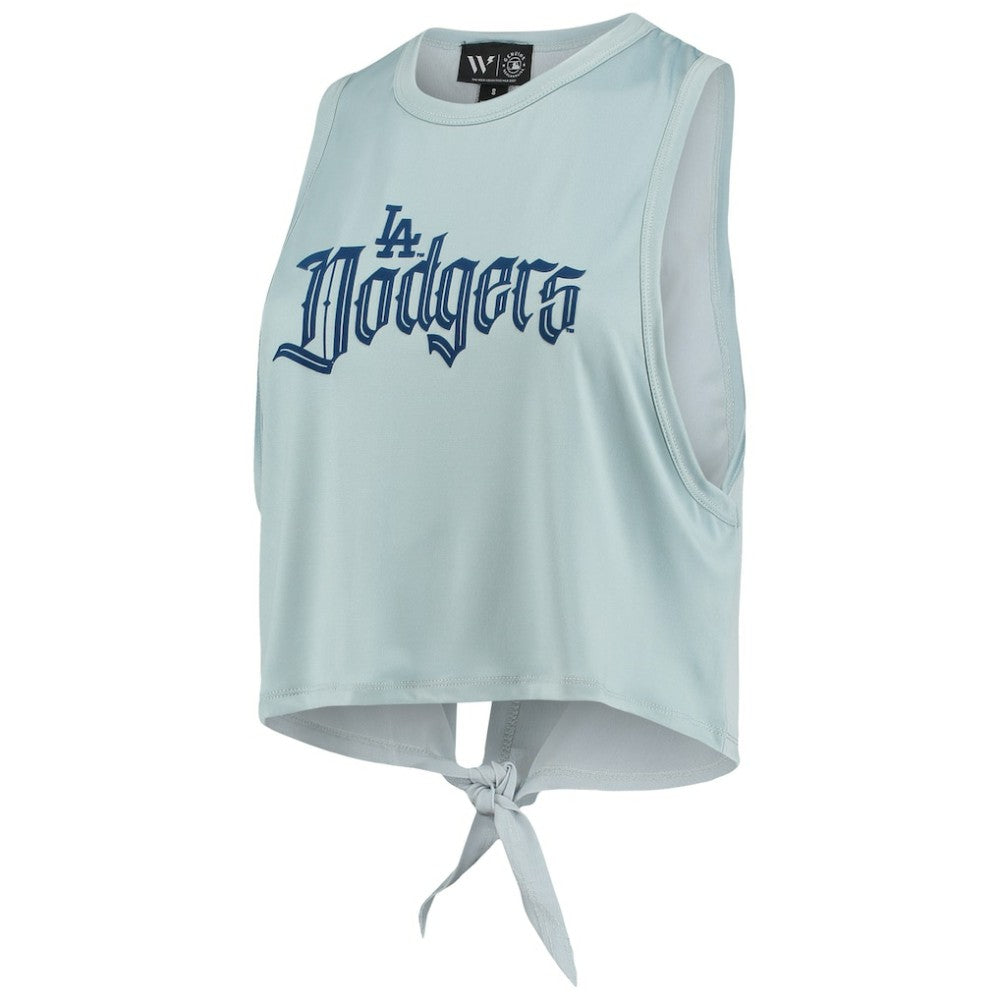 Los Angeles Dodgers The Wild Collective Women's Open Back Twist-Tie Tank Top - Light Blue
