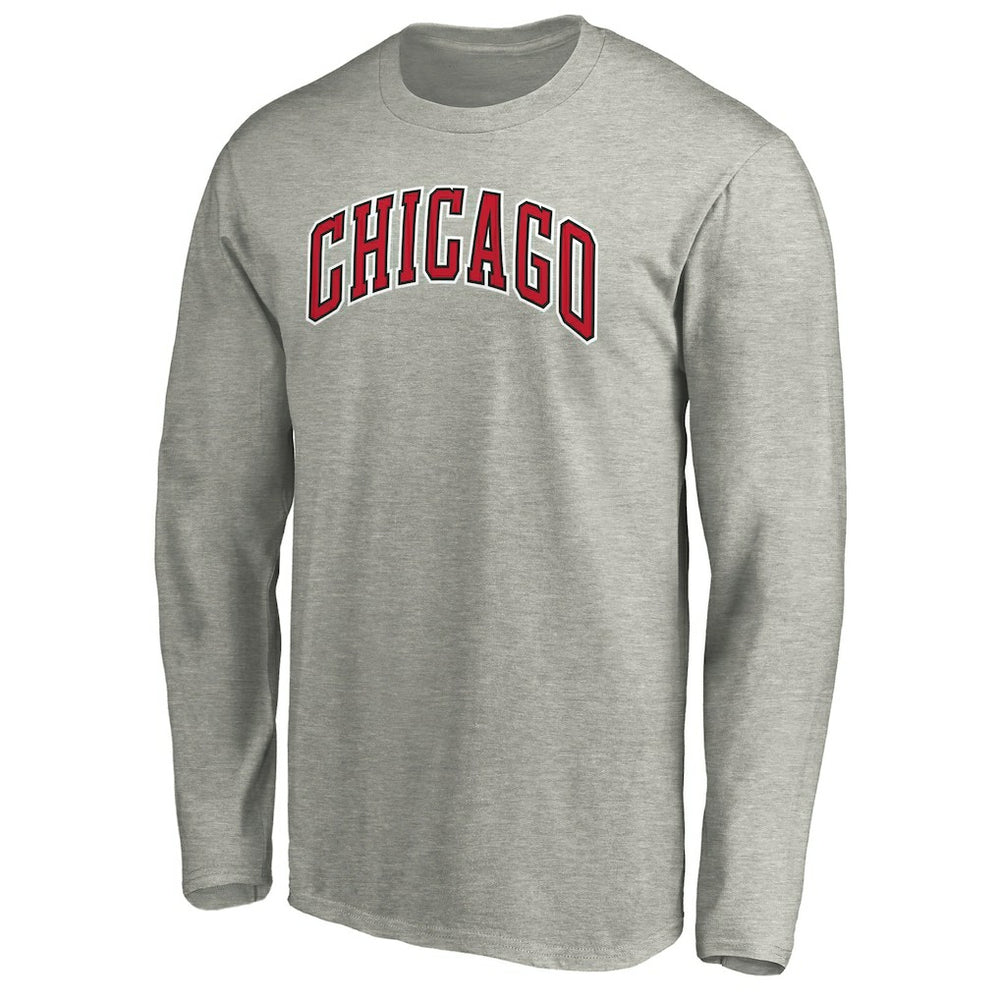 Chicago Bulls Alternate Team Logo Long Sleeve T-Shirt sale - Heathered Gray discount