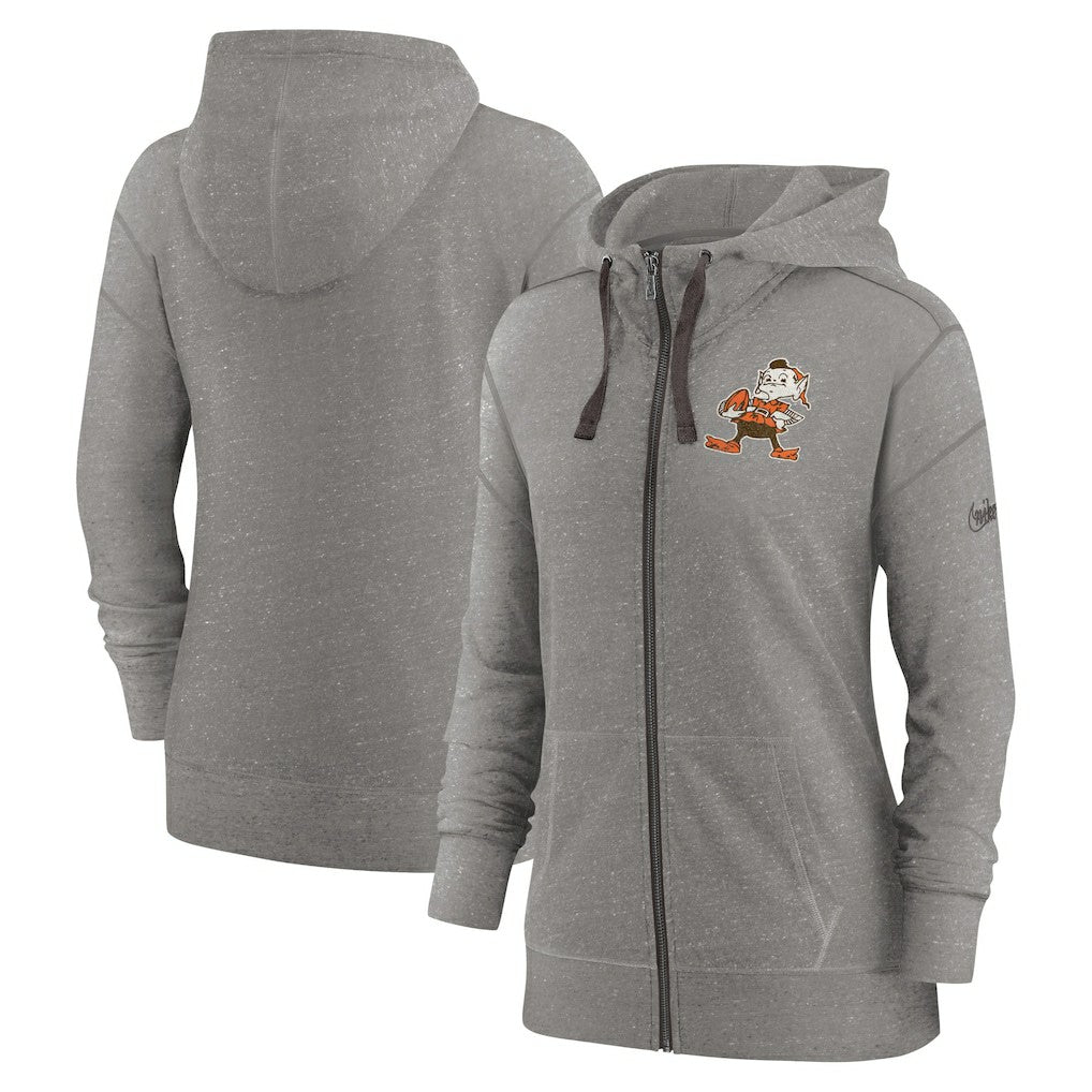Cleveland Browns Women's Gym Vintage Full-Zip Hoodie - Heather Charcoal | Nike cheap