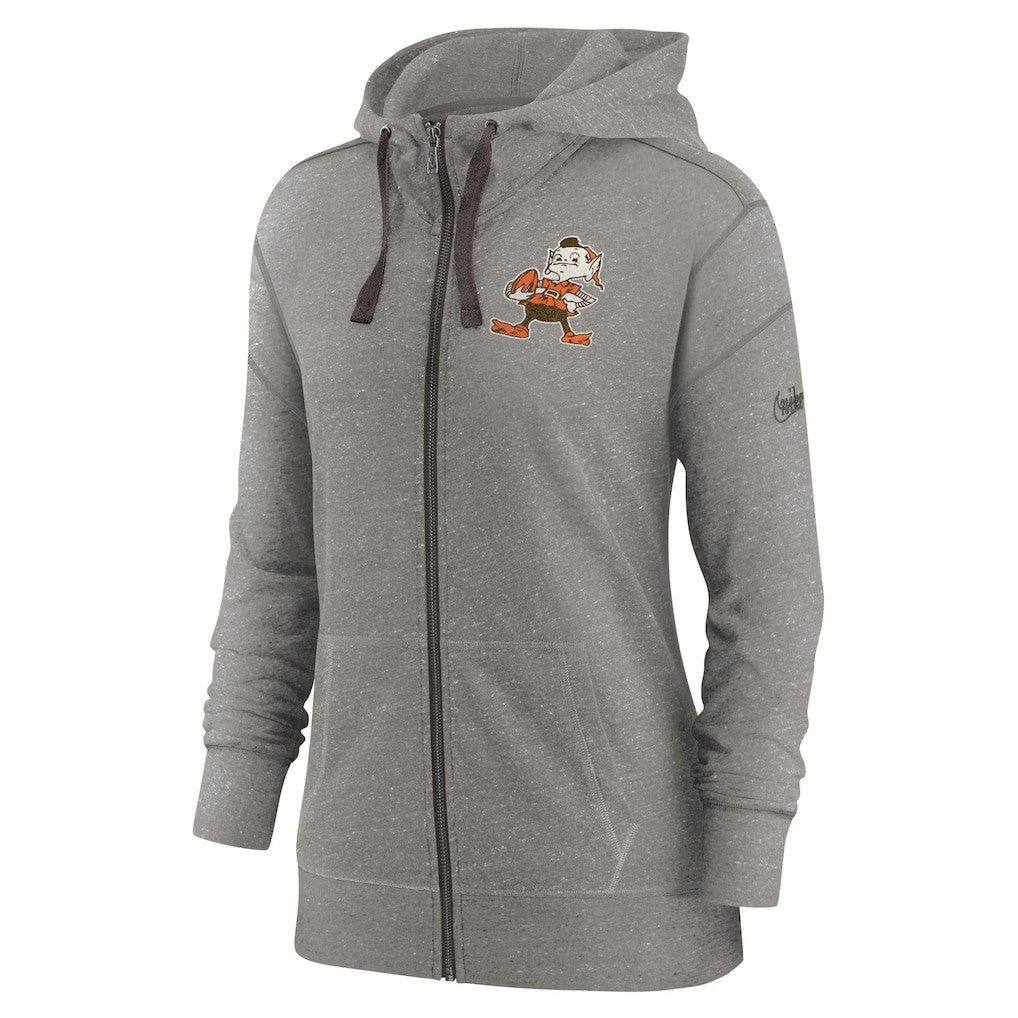 Cleveland Browns Women's Gym Vintage Full-Zip Hoodie - Heather Charcoal | Nike cheap