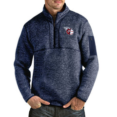 Cleveland Guardians Antigua Fortune Quarter-Zip Pullover Jacket - Heathered Navy