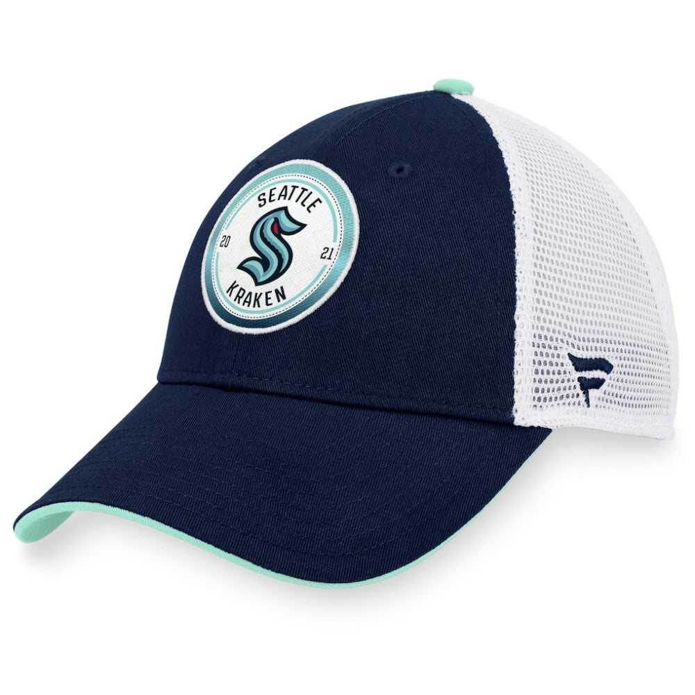 Seattle Kraken Fanatics Iconic Gradient Trucker Snapback Hat Deep Sea Blue/White