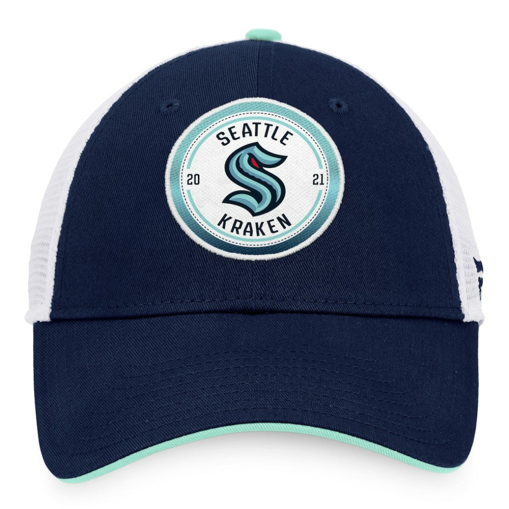 Seattle Kraken Fanatics Iconic Gradient Trucker Snapback Hat Deep Sea Blue/White