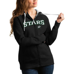 Dallas Stars Antigua Women's Wordmark Victory Full-Zip Hoodie Black