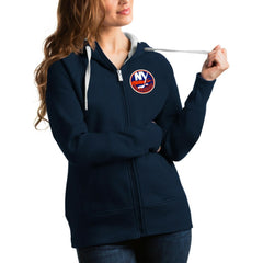 New York Islanders Antigua Women's Victory Full-Zip Hoodie Navy
