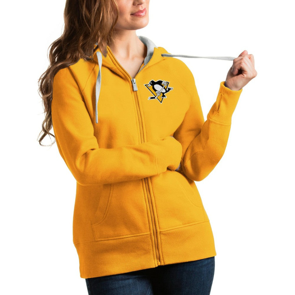 Pittsburgh Penguins Antigua Women's Victory Full-Zip Hoodie Gold