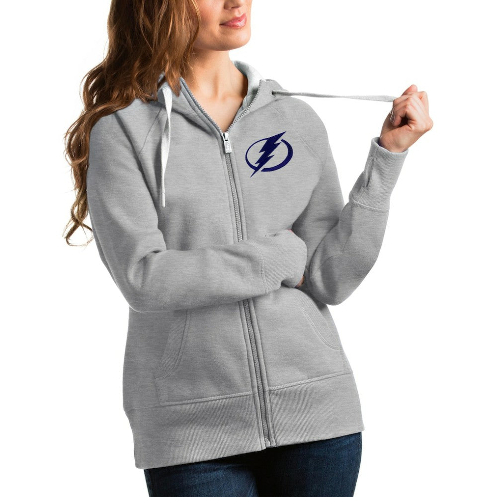Tampa Bay Lightning Antigua Women's Victory Full-Zip Hoodie Heathered Gray