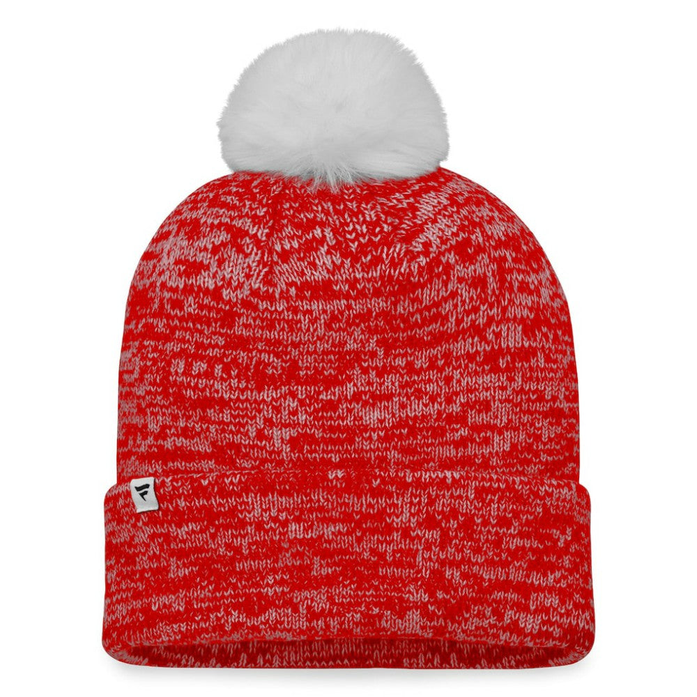 Calgary Flames Fanatics Women's Glimmer Cuffed Knit Hat with Pom Red