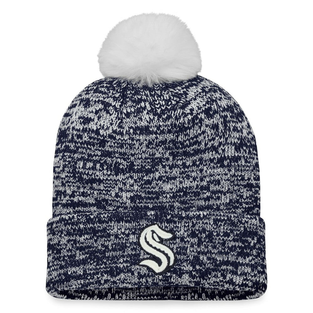 Seattle Kraken Fanatics Women's Glimmer Cuffed Knit Hat with Pom Deep Sea Blue