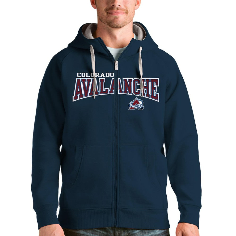 Colorado Avalanche Antigua Wordmark Victory Full-Zip Hoodie Navy