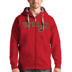 Minnesota Wild Antigua Wordmark Victory Full-Zip Hoodie Red
