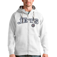Winnipeg Jets Antigua Wordmark Victory Full-Zip Hoodie White