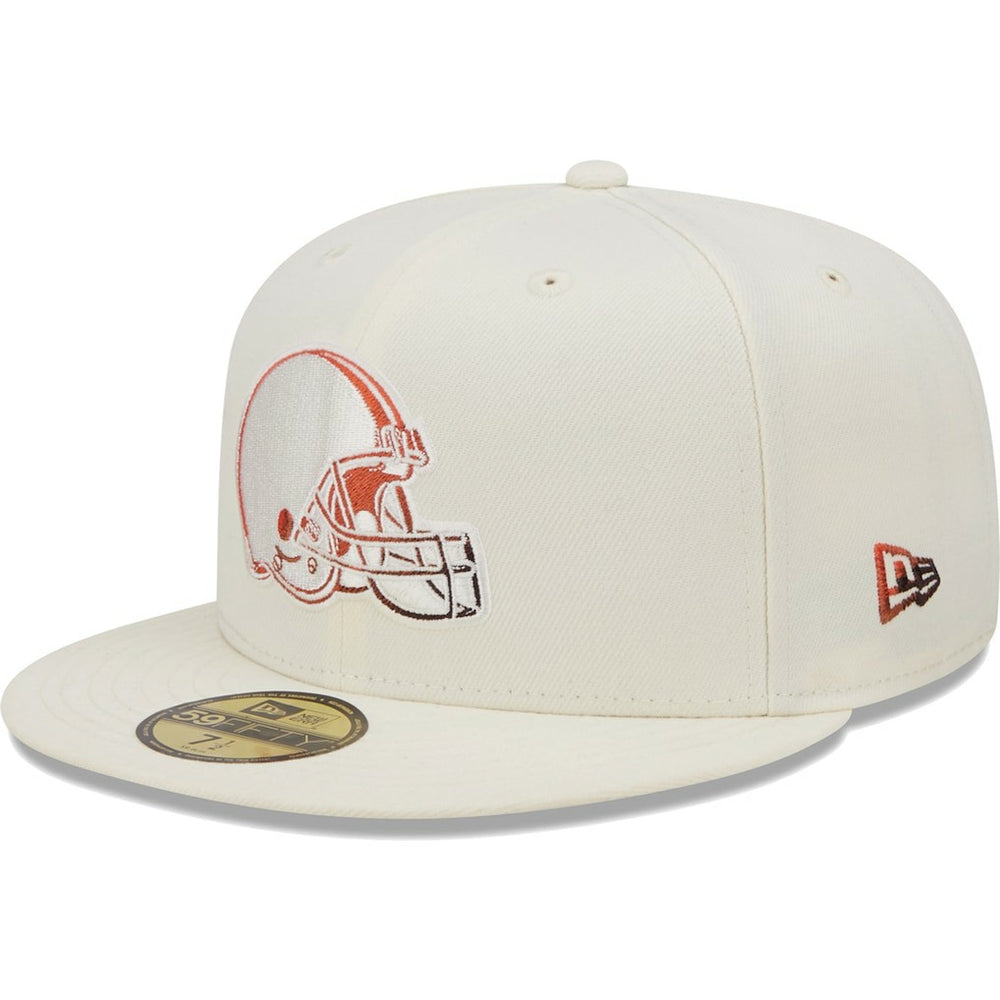 Cleveland Browns New Era Chrome Color Dim 59FIFTY Fitted Hat - Cream discount
