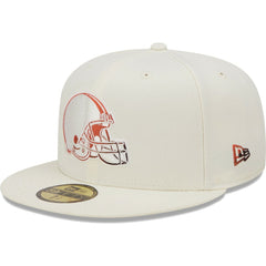 Cleveland Browns New Era Chrome Color Dim 59FIFTY Fitted Hat - Cream discount