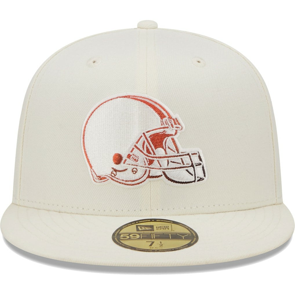 Cleveland Browns New Era Chrome Color Dim 59FIFTY Fitted Hat - Cream discount
