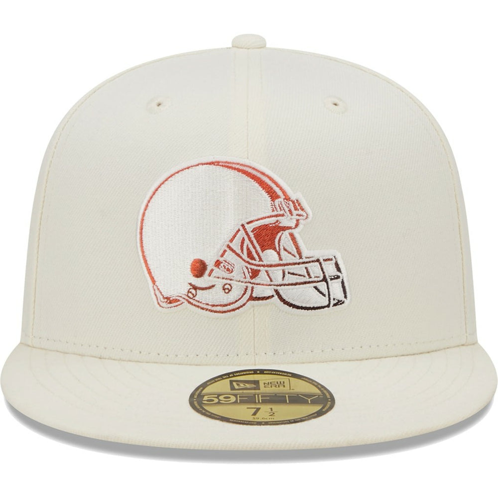 Cleveland Browns New Era Chrome Color Dim 59FIFTY Fitted Hat - Cream discount
