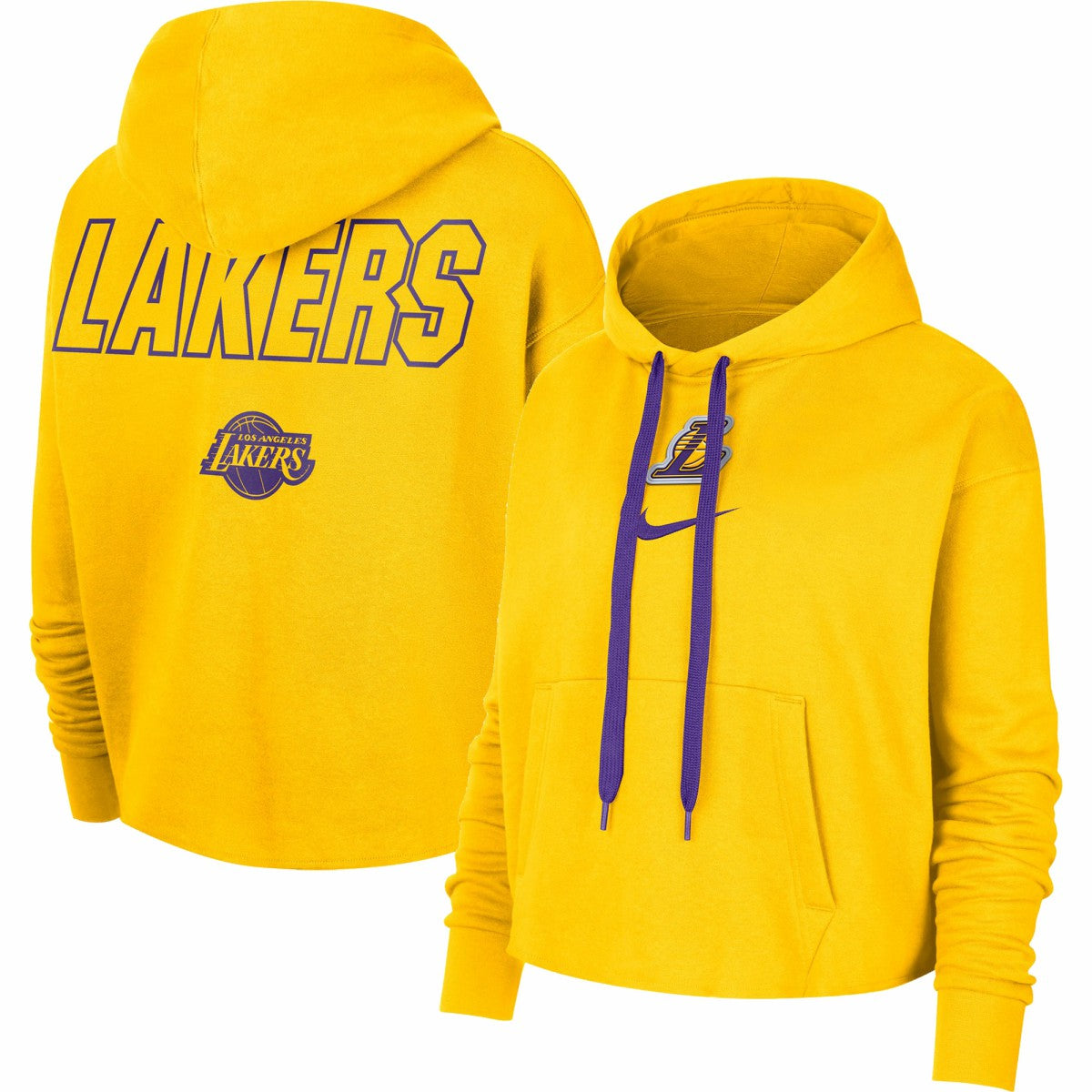 Los Angeles Lakers Women's Courtside Cropped Pullover Hoodie - Gold | Nike for sale